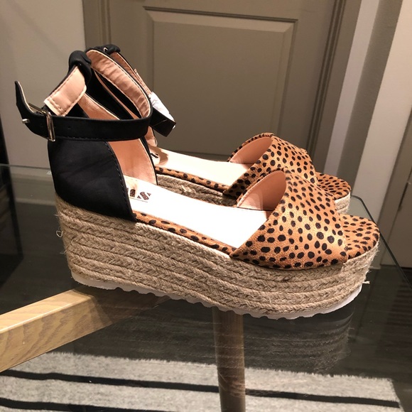 Vici dolls Shoes - Black and Leopard Espidrilles sandals Sz. 7.5